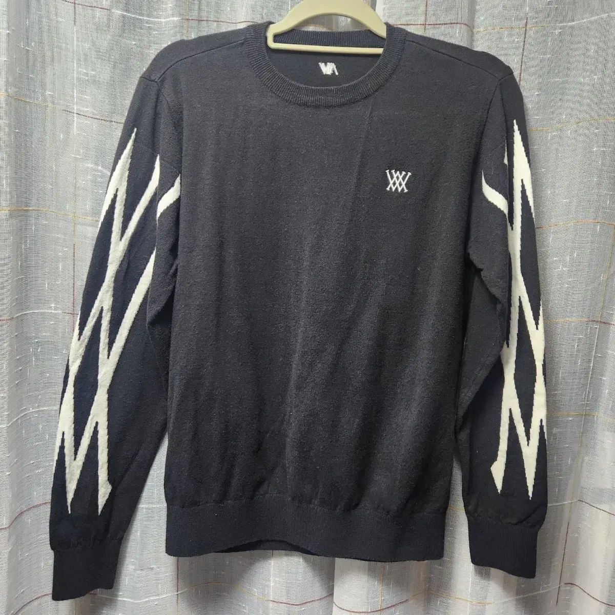 ANEW GOLF 白 LOGO 黒 ニット L 52X64cm - メルカリ