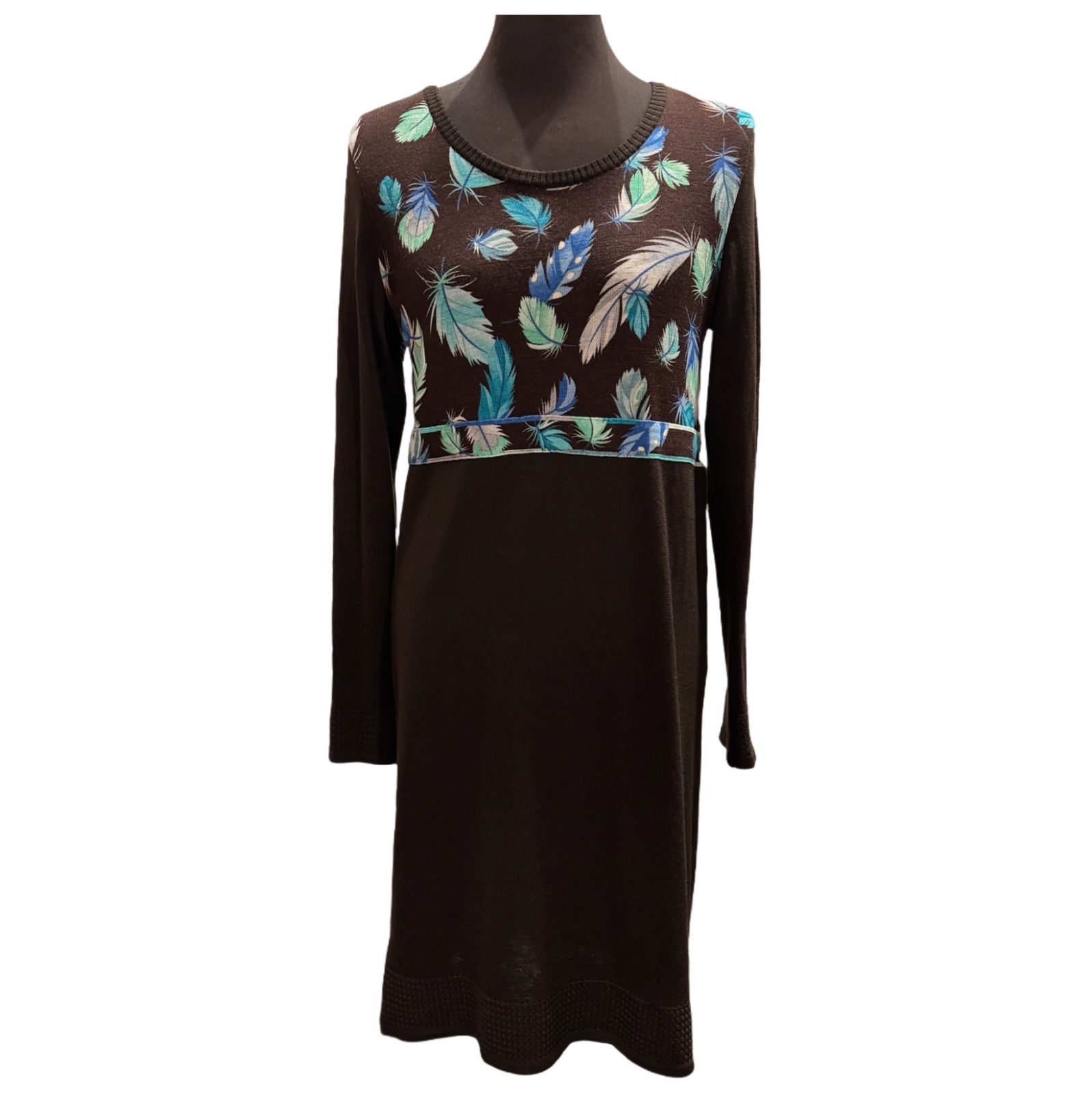 LEONARD レオナール ウール ニット ワンピース ブラウン SIZE 40