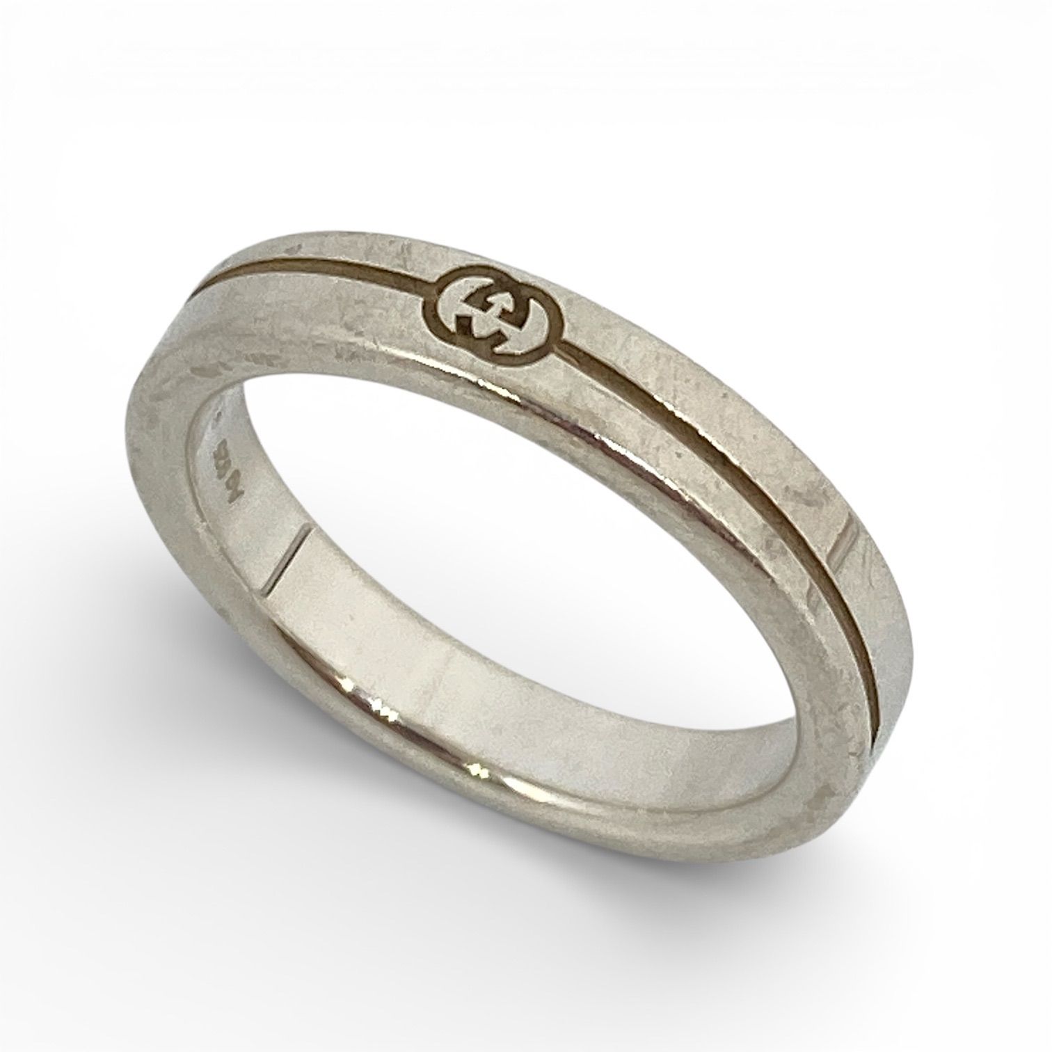 GUCCI グッチ　 ダイアゴナル インターロッキングG スリム リング　シルバー　Ag 925　キングラム[68]