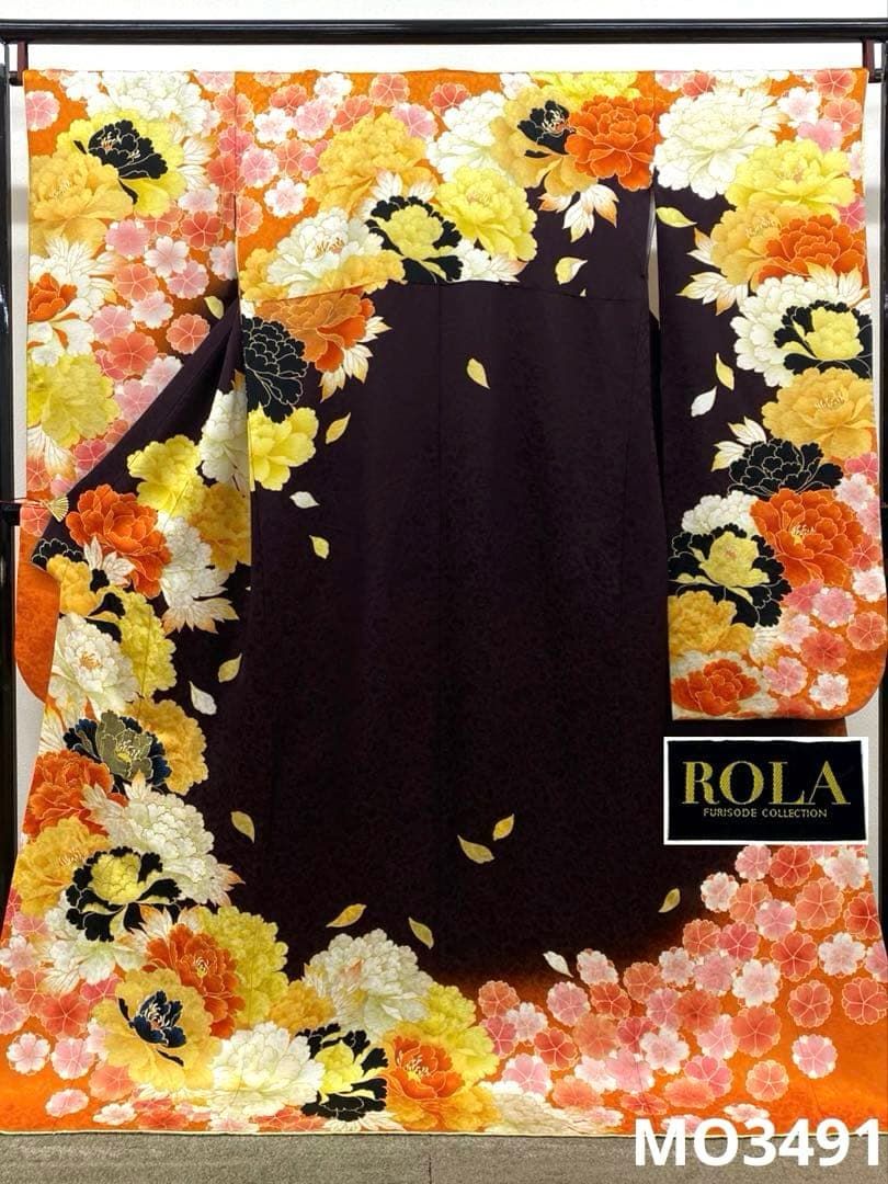 振袖 ROLA 刺繍 金彩 紋意匠 牡丹 身丈cm 撥水加工済 MO3491 - メルカリ