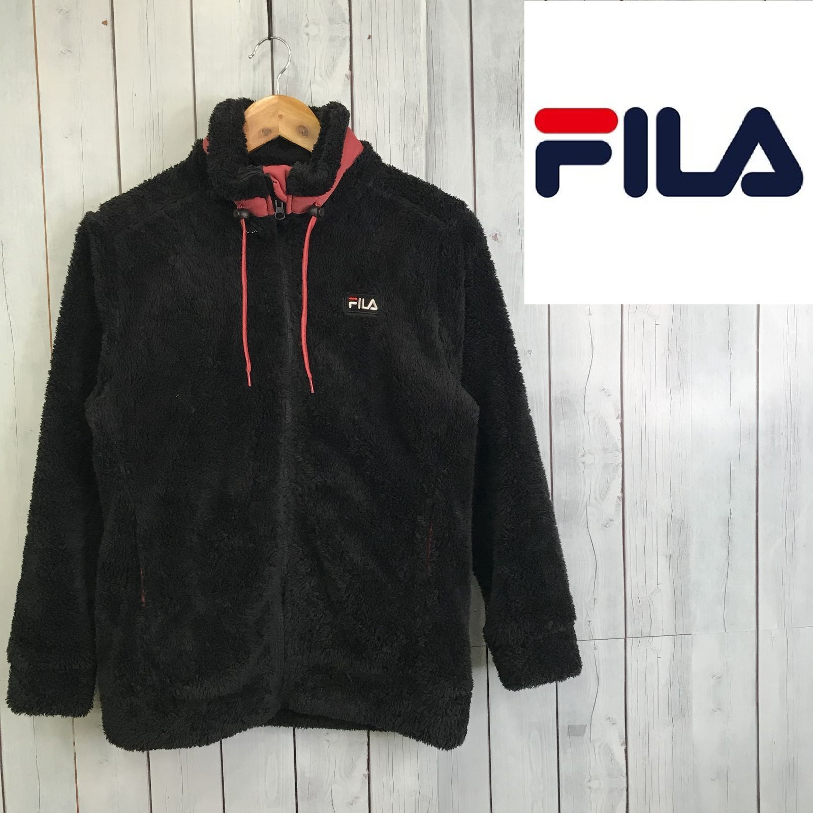 FILA フィラ フルジップボアジャケット アルミプリント加工 サイズS
