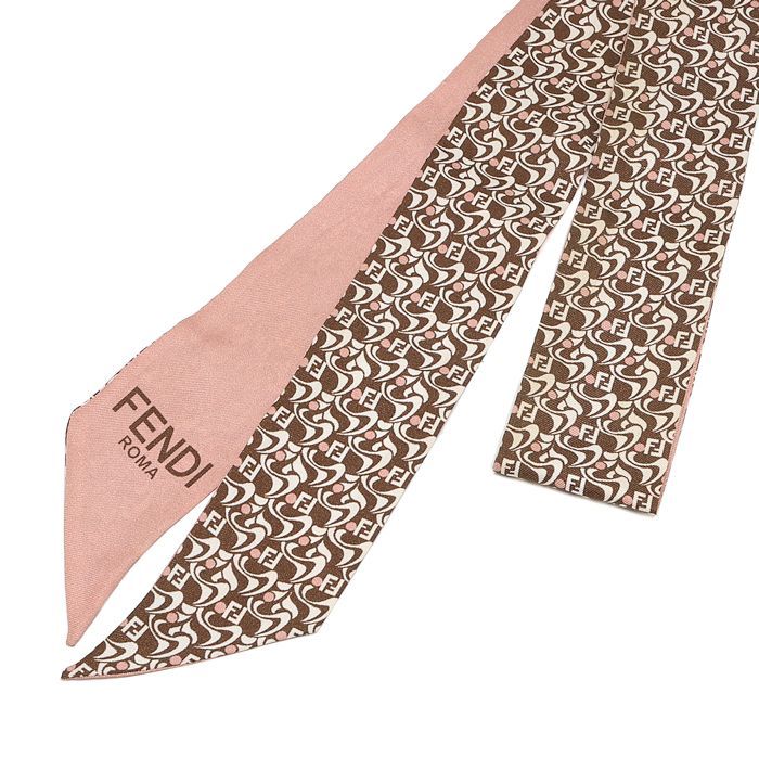 フェンディ ラッピー スカーフシルク ブラウン×ピンク FENDI - メルカリ
