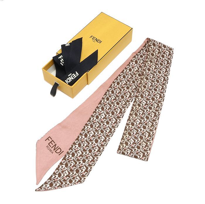 フェンディ ラッピー スカーフシルク ブラウン×ピンク FENDI - メルカリ