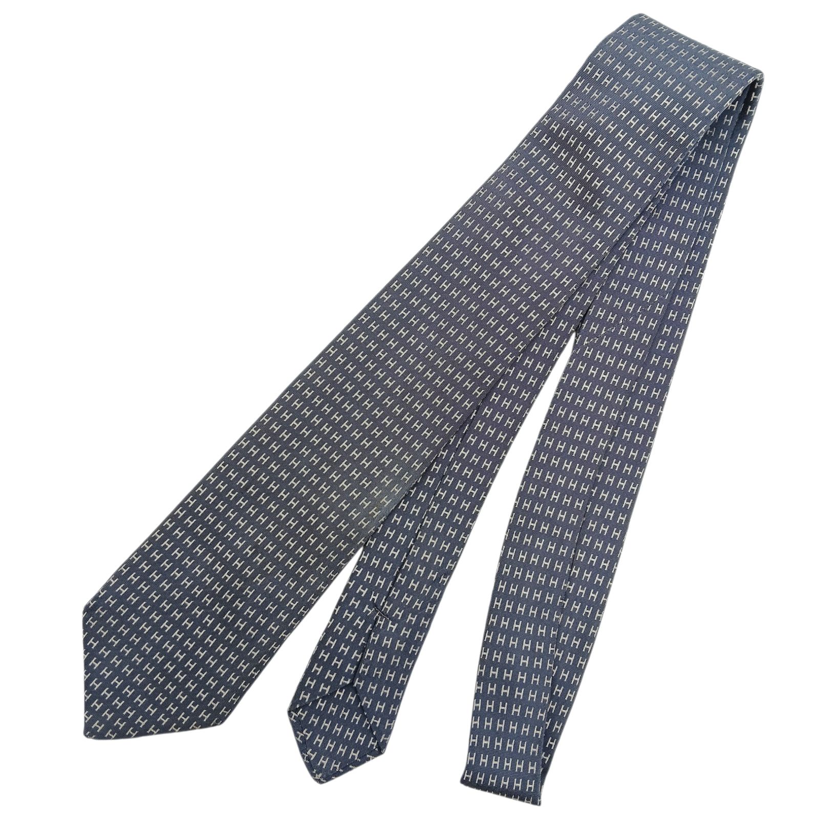 HERMES エルメス ネクタイ H柄 ファソネ ジャガード H シルク H織り