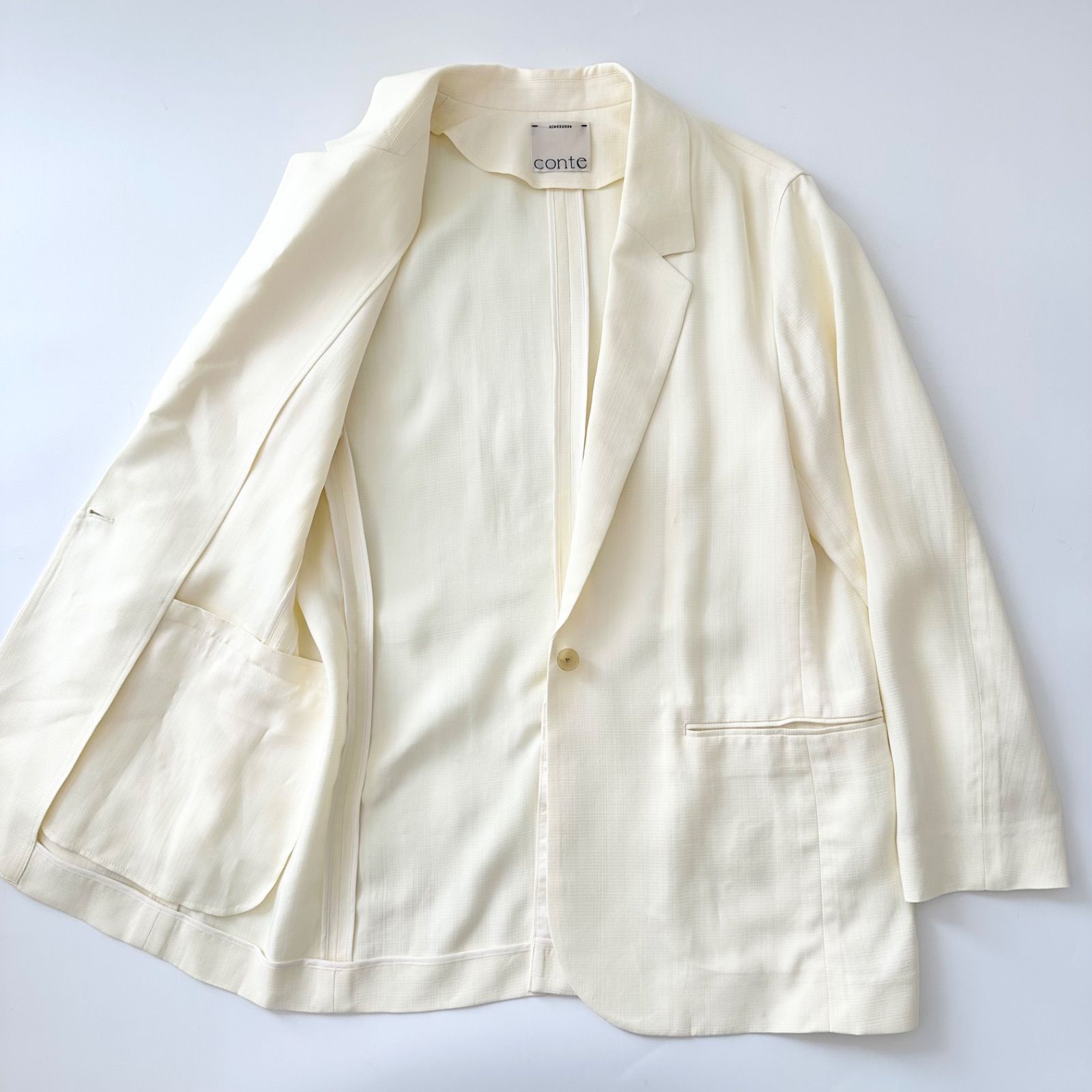 WHITE】conteツイル 1ボタン テーラードジャケット 新品タグ付き 