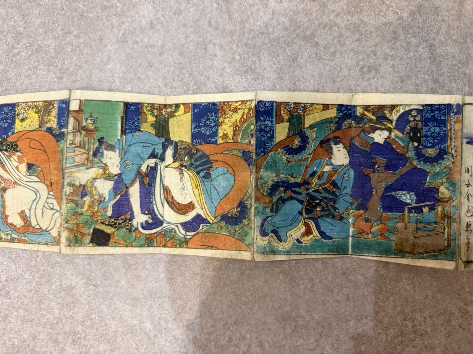 江戸期 オリジナル浮世絵 春画 艶本 折り本 枕絵 手彩色 色摺 時代物