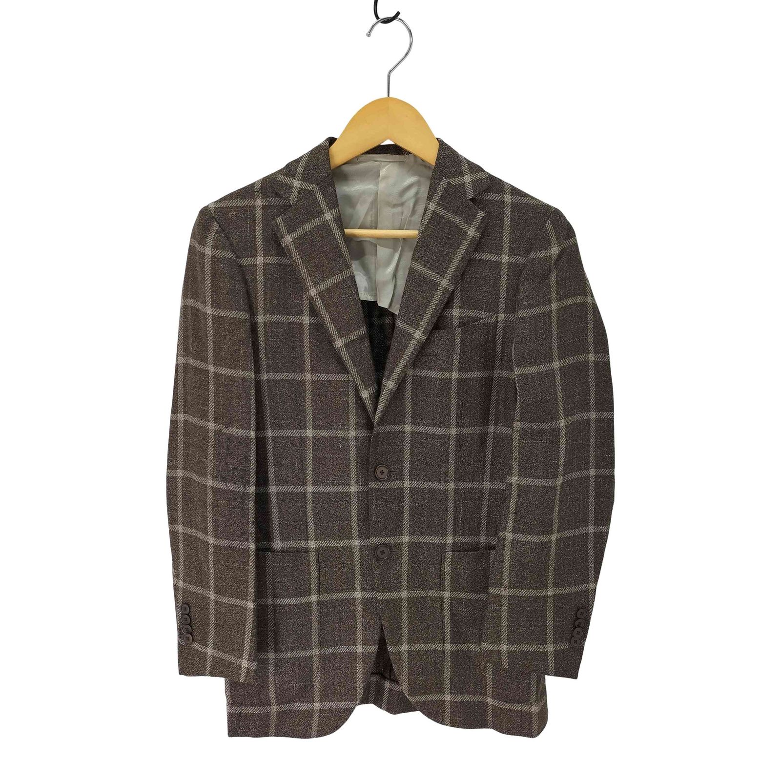 ビームスエフ BEAMS F ウールシルクリネン チェック 3B テーラード