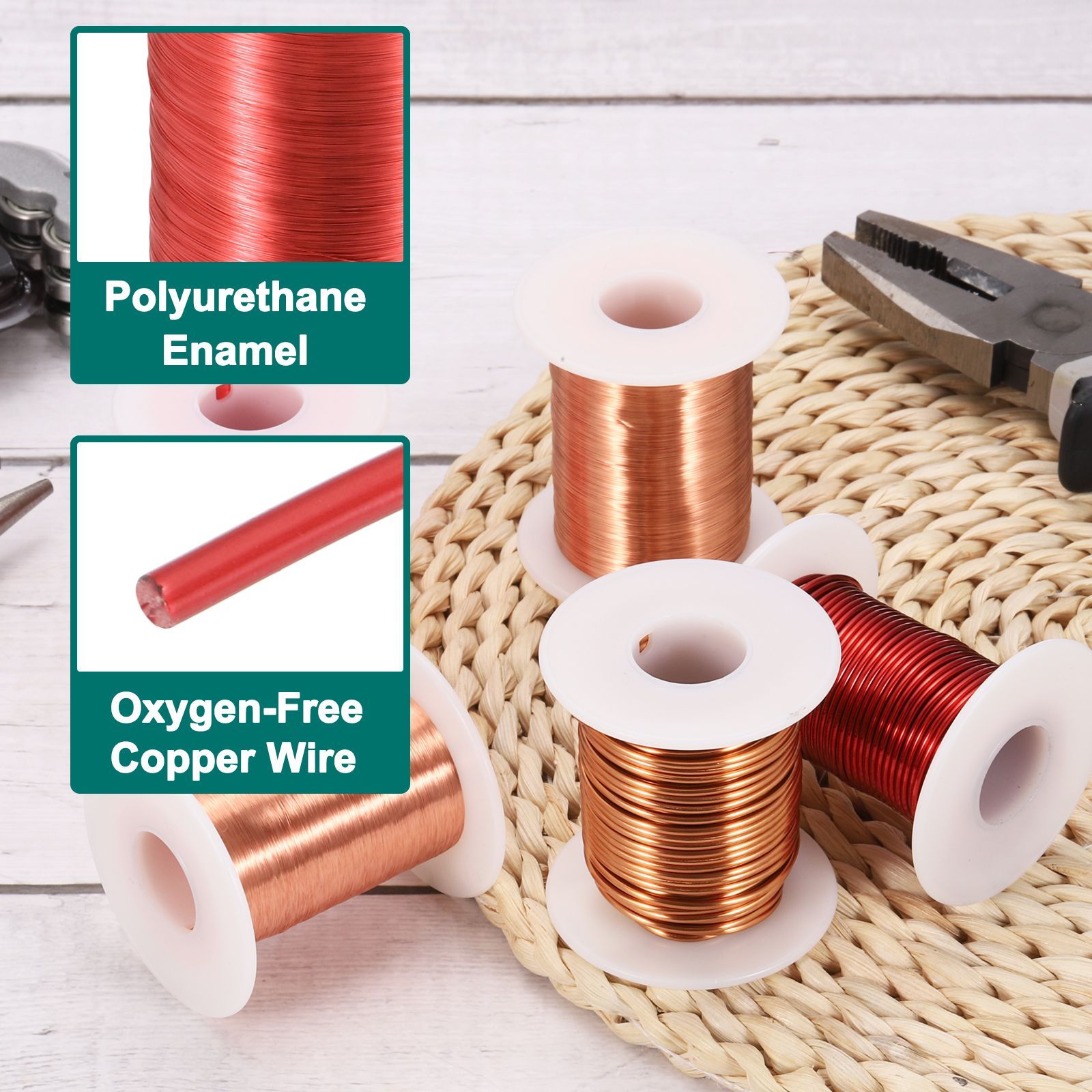 uxcell 43AW G磁気線、43ゲージエナメル銅線 2オンス