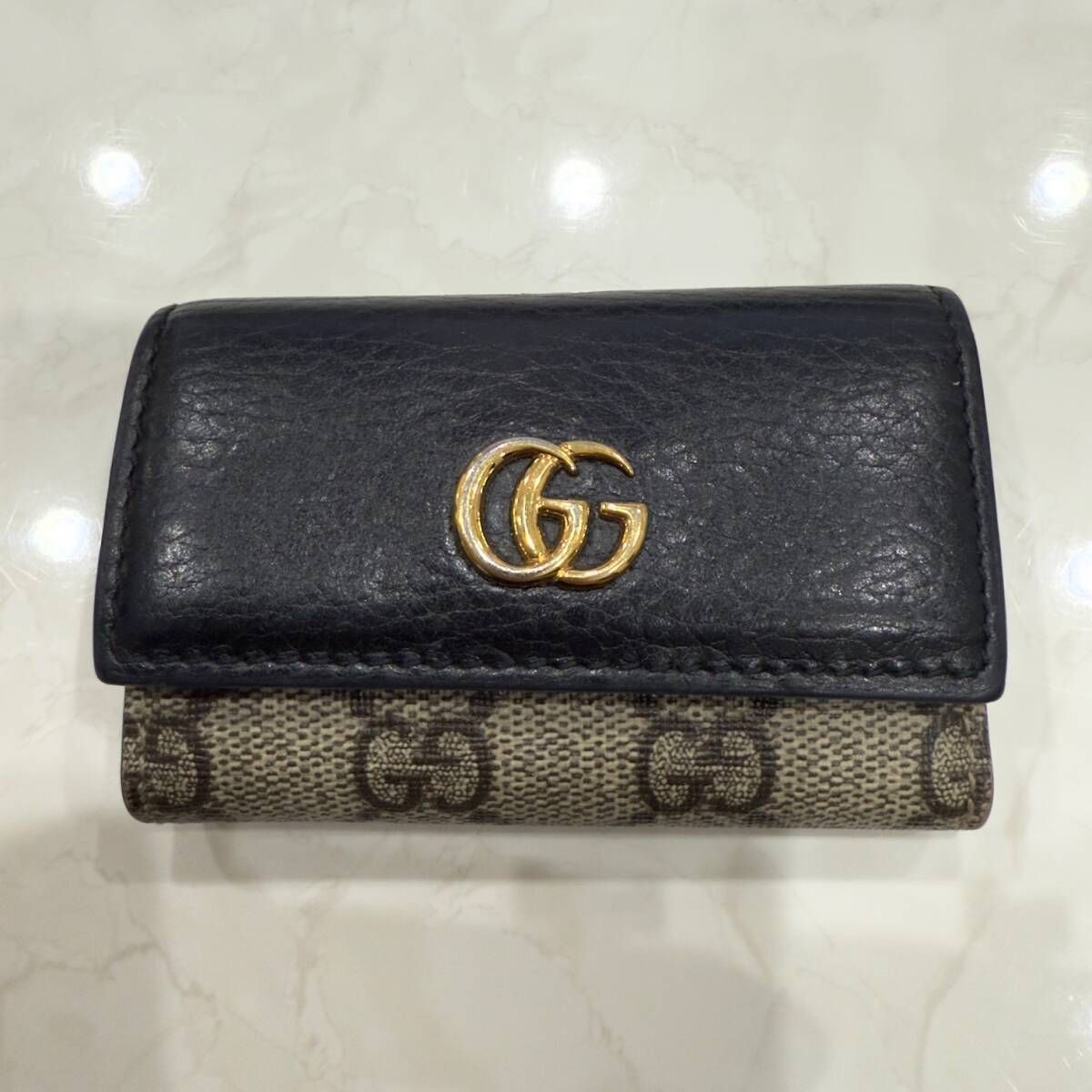 グッチ GUCCI キーケース 6連 GGスプリーム GG マーモント レザー 革