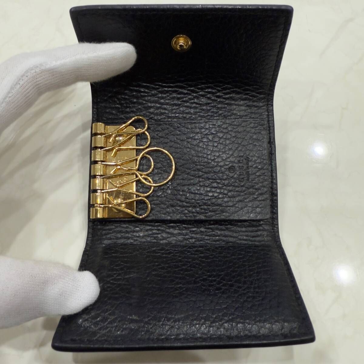 グッチ GUCCI キーケース 6連 GGスプリーム GG マーモント レザー 革