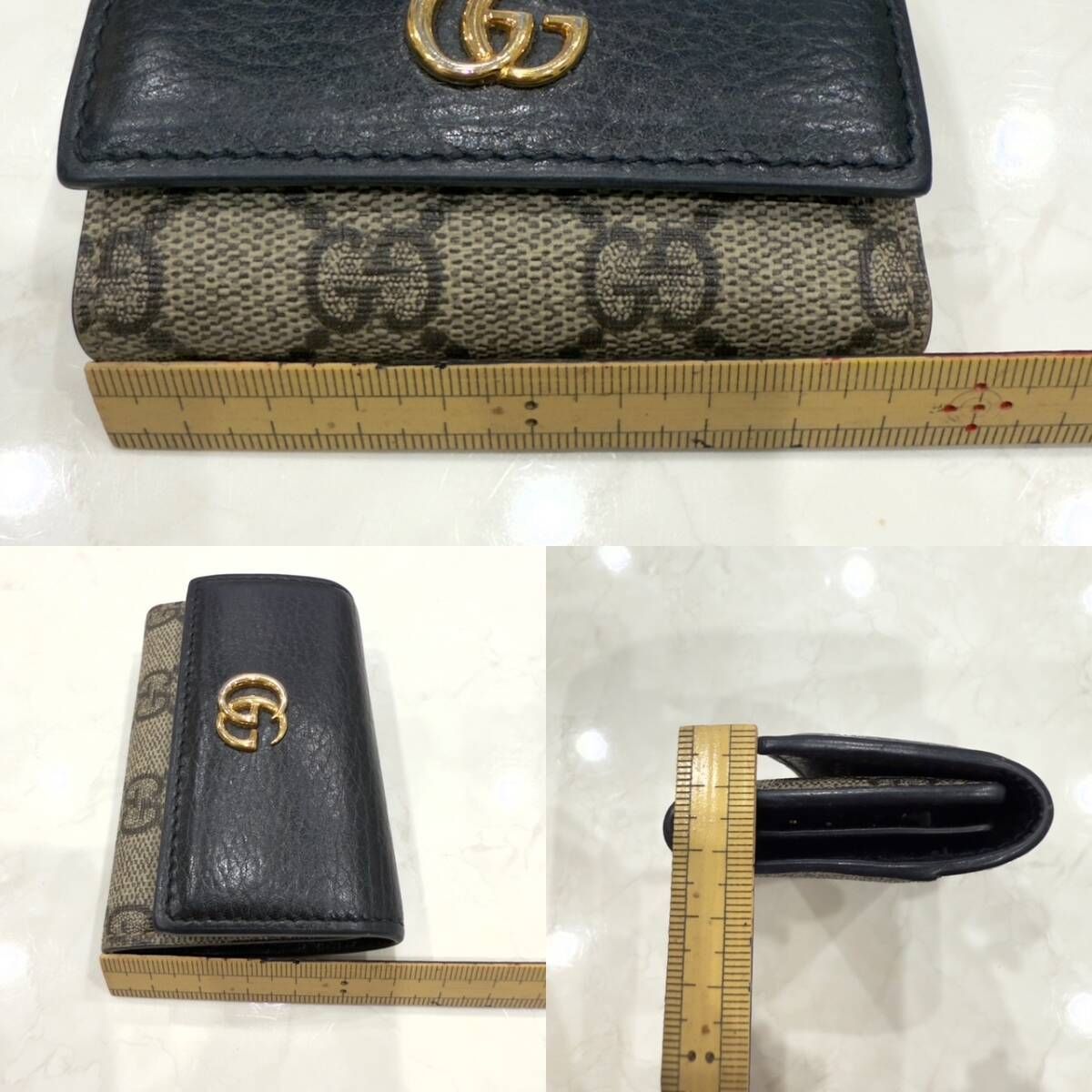 グッチ GUCCI キーケース 6連 GGスプリーム GG マーモント レザー 革