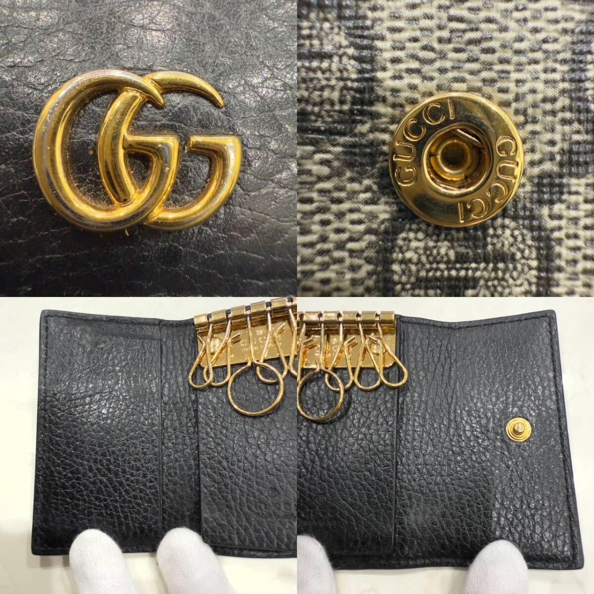 グッチ GUCCI キーケース 6連 GGスプリーム GG マーモント レザー 革