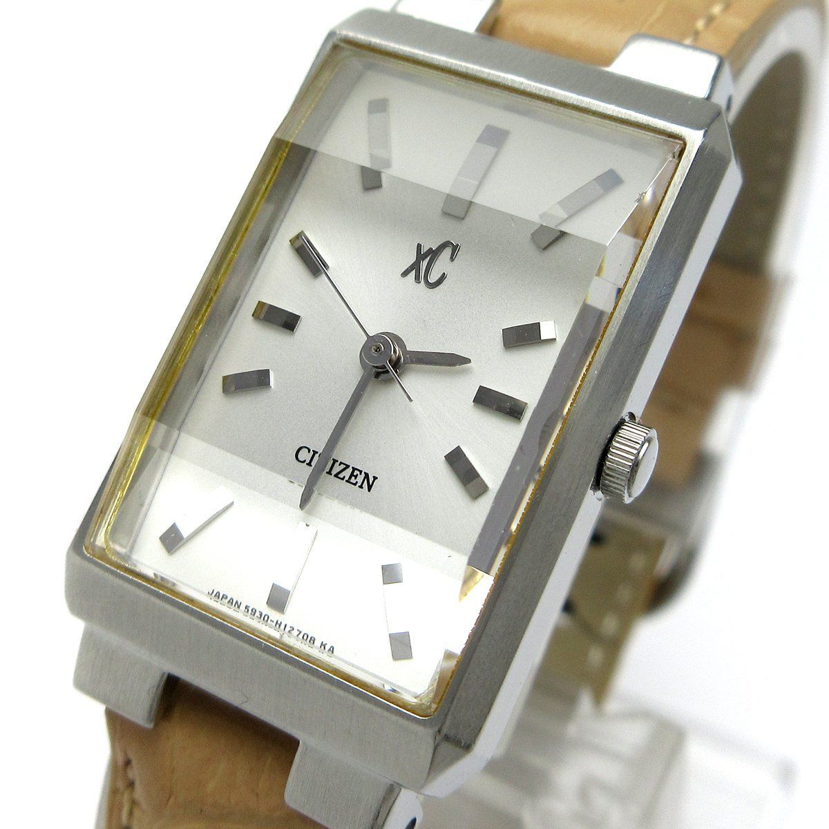 CITIZEN シチズン クロスシー XC レディース 革 シルバー カットガラス