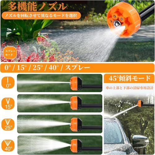 D☆高圧洗浄機 コードレス 高性能6in1ノズル噴射距離10M充電式