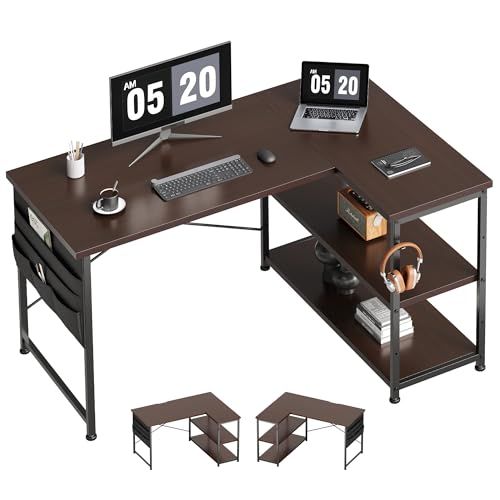 D☆デスク l字デスク 机 pcデスク右棚左棚 幅107cm 勉強机 ?子 作業机