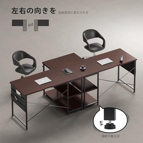 D☆デスク l字デスク 机 pcデスク右棚左棚 幅107cm 勉強机 ?子 作業机