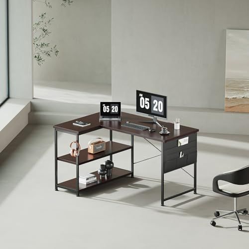 D☆デスク l字デスク 机 pcデスク右棚左棚 幅107cm 勉強机 ?子 作業机