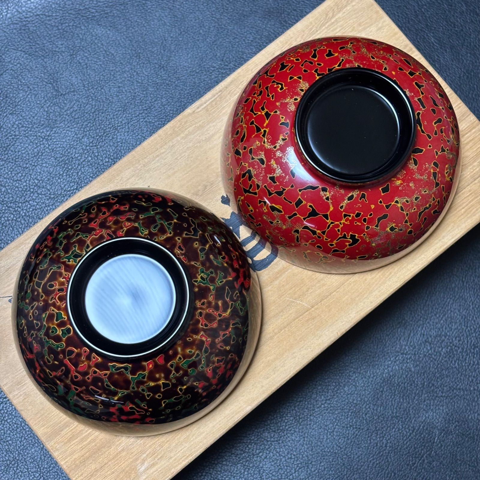 津軽塗】 唐塗 ペア椀・ペア箸 セット（☆箸は訳あり）伝統工芸品 天然