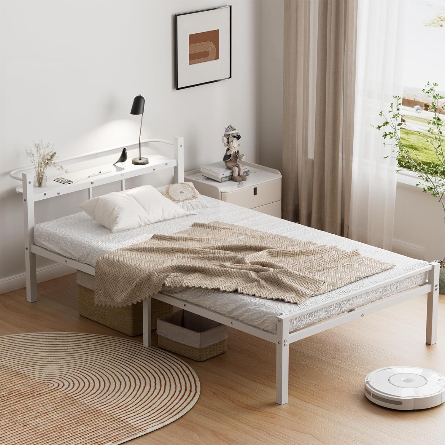 SuperKois] ベッドフレーム シングル ベッド 宮棚 2口コンセント