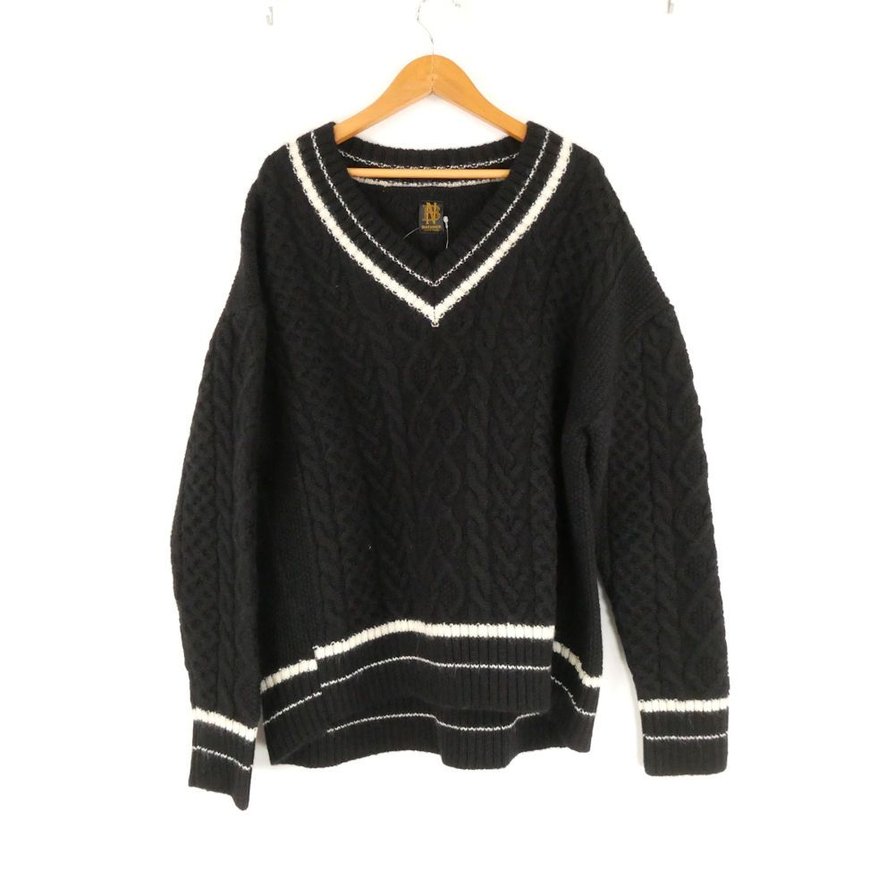 美品 BATONER バトナー チルデンニットセーター 2 M相当 アルパカウール 長袖 Vネック ケーブル編み トップス メンズ AU4034A64 美品 BATONER バトナー チルデンニットセーター 2 M相当 アルパカ