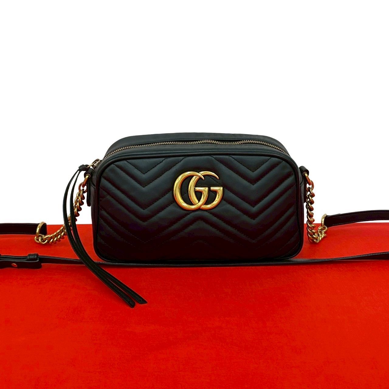 極 美品 GUCCI グッチ GGマーモント キルティング レザー 本革 
