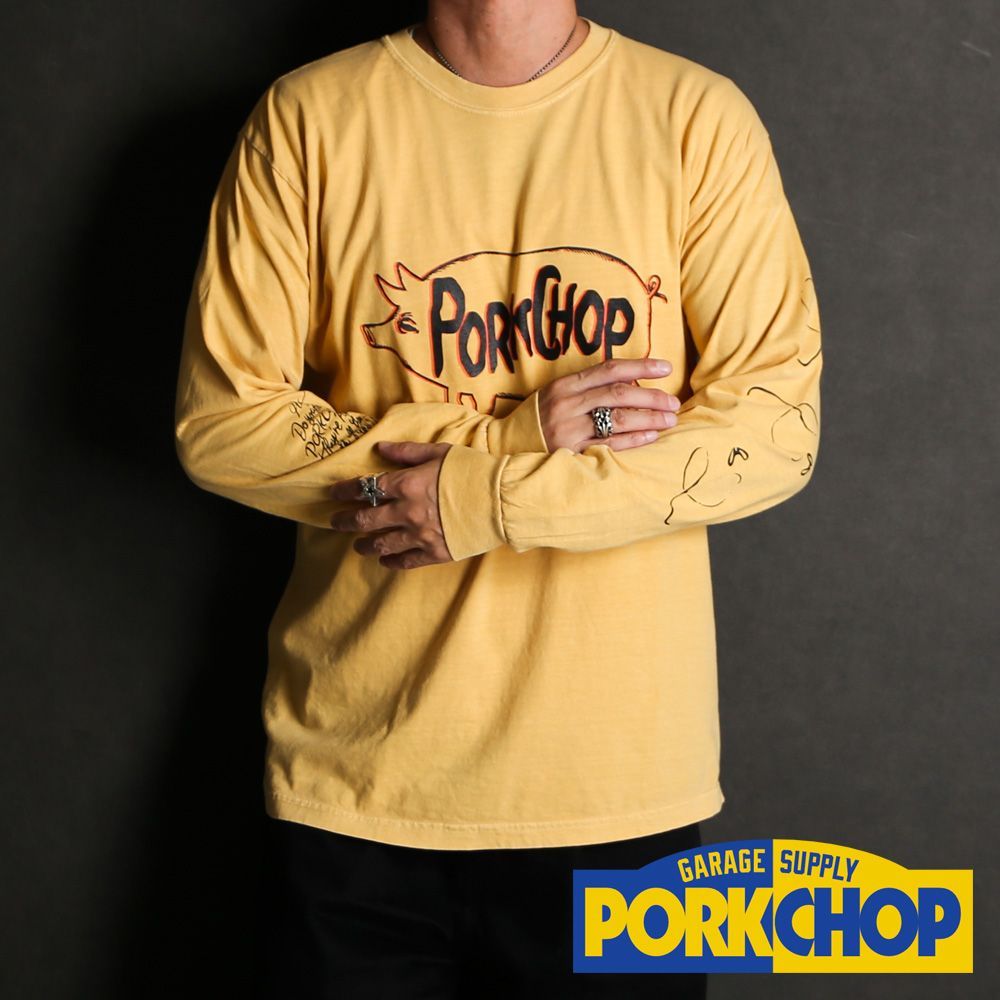 PORKCHOP/ポークチョップ】SCUM PORK L/S TEE - CRIMSON MUSTARD