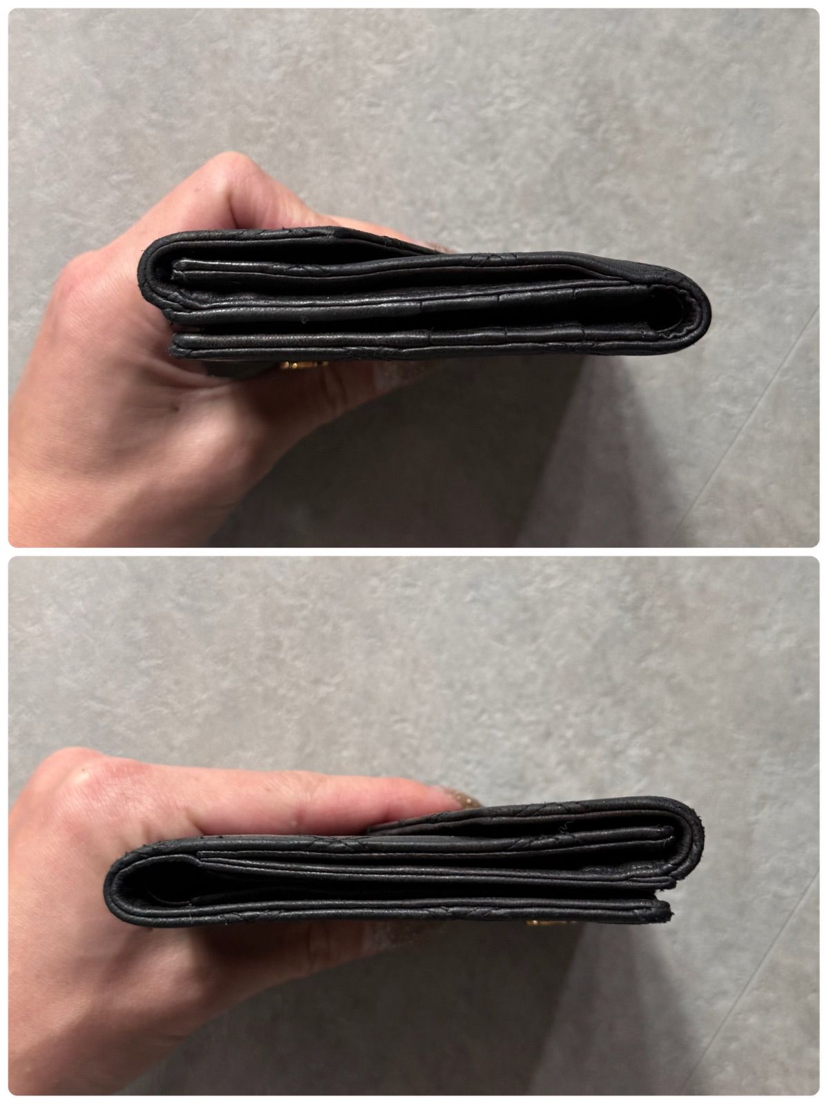 CHANEL シャネル ビコローレ 二つ折り財布 レザー Wホック ブラック 黒