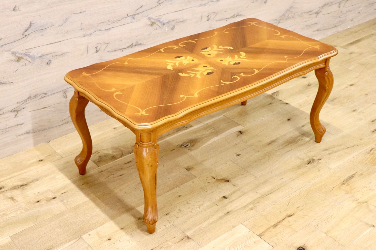 GMIK895○イタリア製 象嵌細工 センターテーブル リビングテーブル