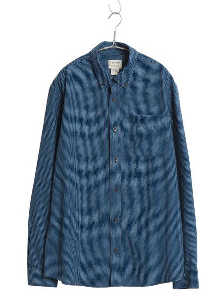 【お得なクーポン配布中!】 エルエルビーン チェック 長袖 ボタンダウン フランネル シャツ メンズ L / アウトドア コットン 千鳥格子 チェック 長袖シャツ ツートン