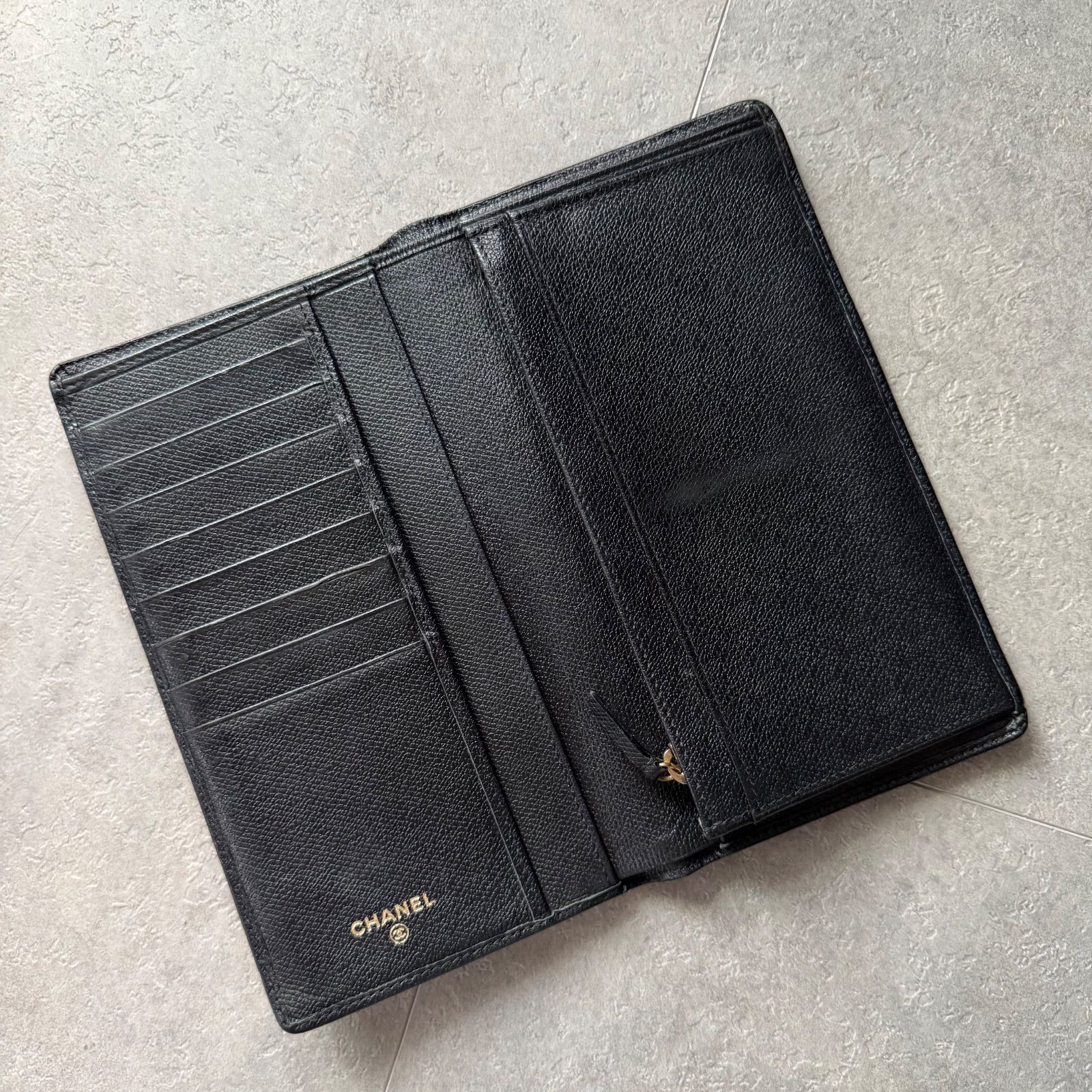 CHANEL シャネル ココボタン 二つ折り長財布 ブラック ゴールド金具 