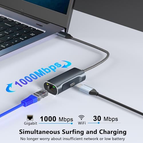1000Mbpsイーサネットアダプター GoogleTV搭載Chromecast用 USB C to