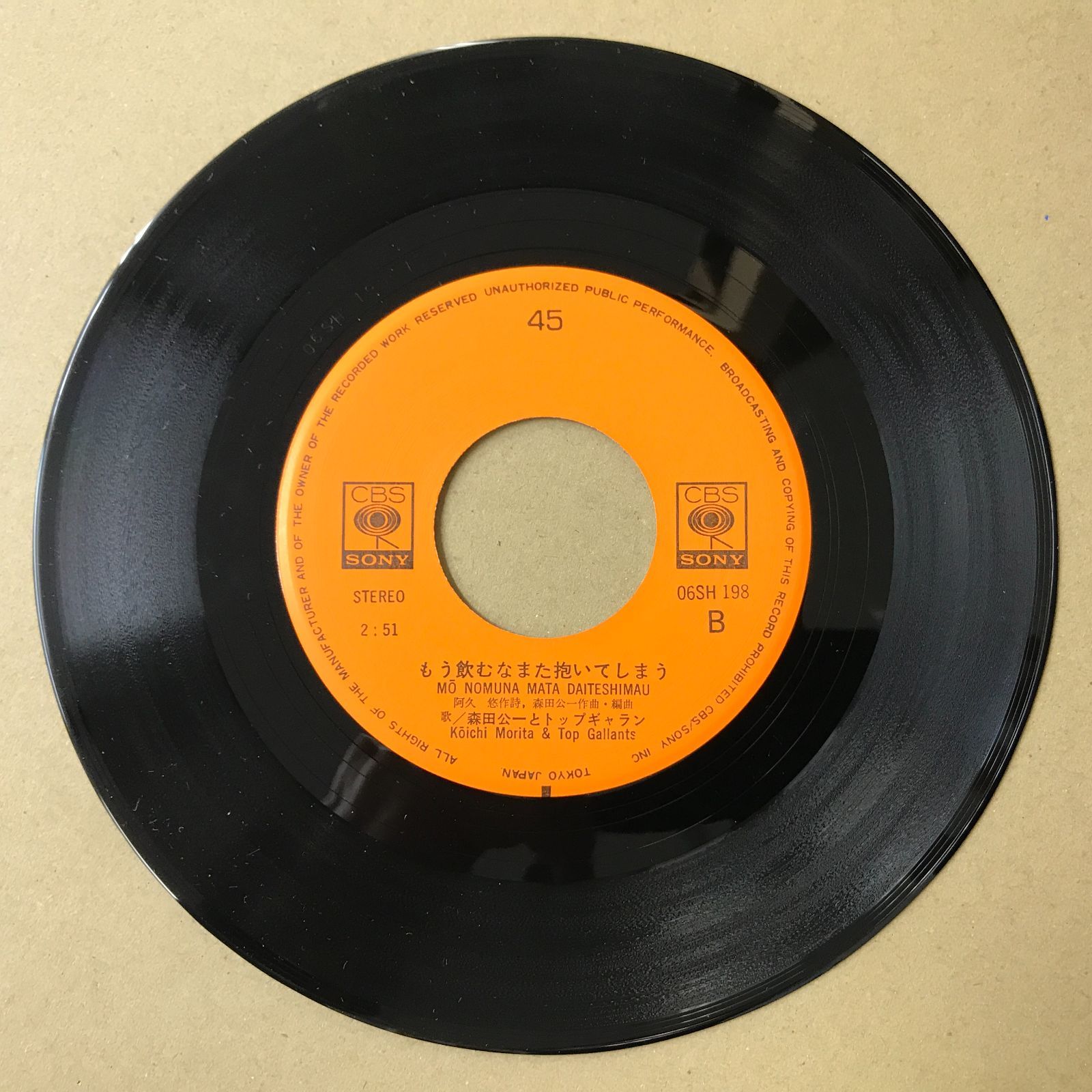 s22) EPレコード 森田公一とトップギャラン 過ぎてしまえば / もう飲む