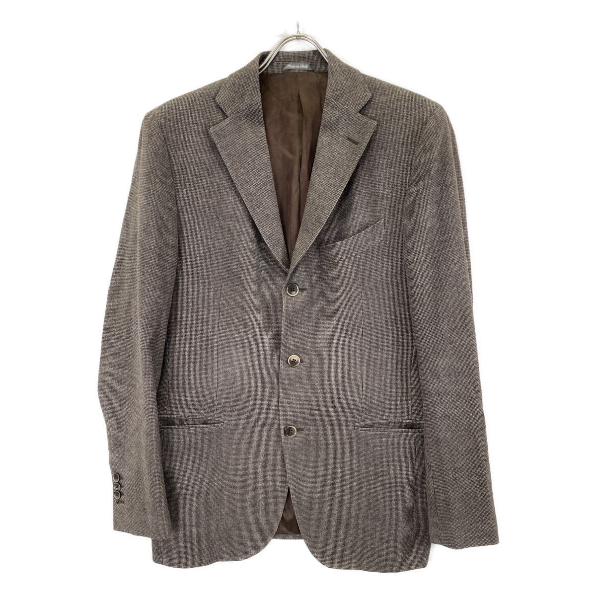 LARDINI ラルディーニ ﾌﾞﾗｳﾝ ｳｰﾙ ﾛﾛﾋﾟｱｰﾅ生地 ﾁｪｯｸ ｻｲﾄﾞﾍﾞﾝﾂ ﾃｰﾗｰﾄﾞ