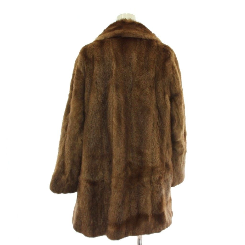 ノーブランド ファーコート アウター 毛皮 ミンク ミドル 茶色
