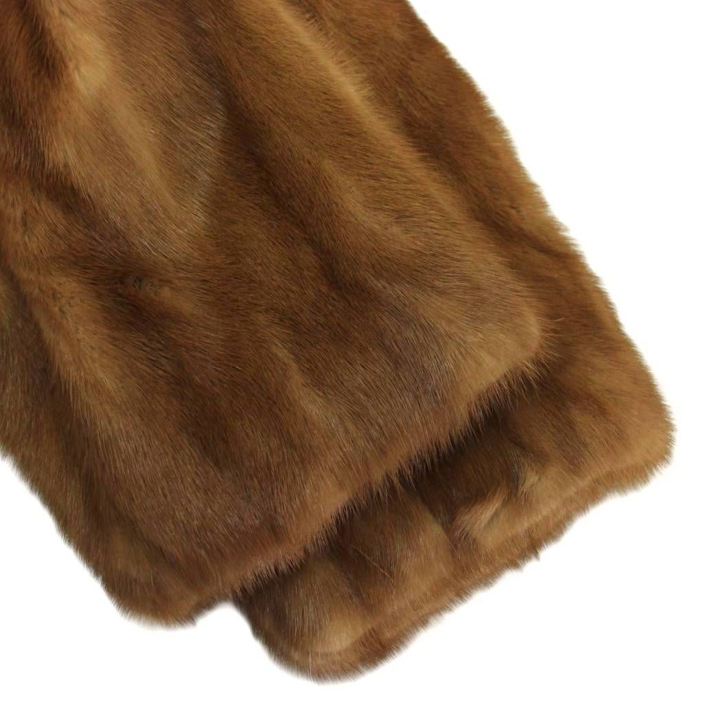 ノーブランド ファーコート アウター 毛皮 ミンク ミドル 茶色