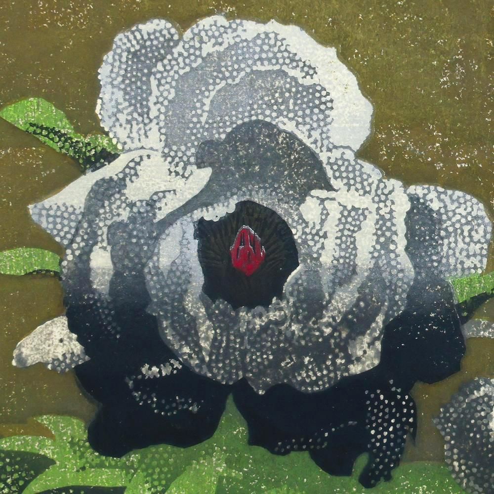 WISH】「華β」木版画 直筆サイン 黒白の牡丹花 #26022624 - メルカリ