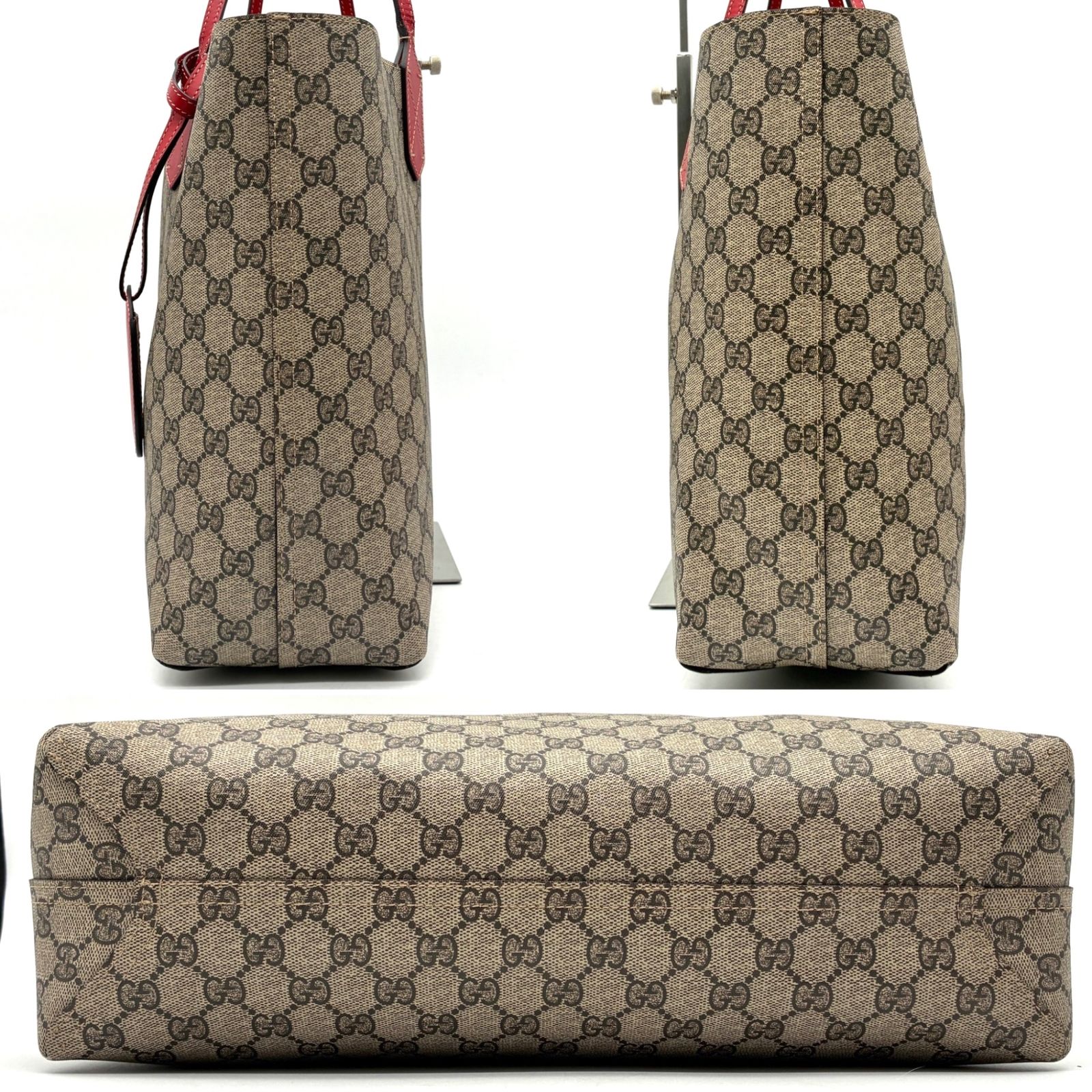 極美品 GUCCI グッチ リバーシブル トートバッグ ロゴプレート GG