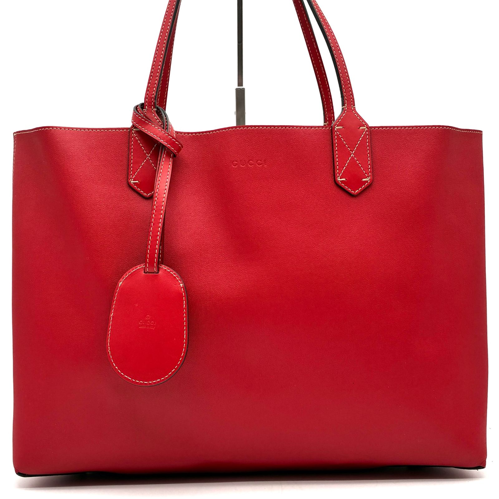 極美品 GUCCI グッチ リバーシブル トートバッグ ロゴプレート GG