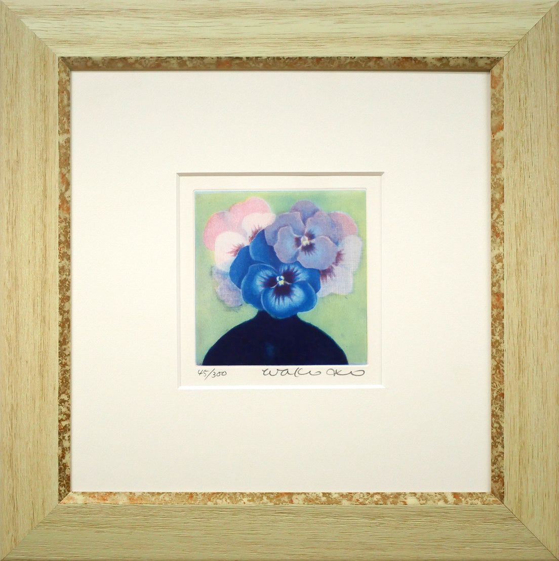 伊藤 倭子「三色菫」銅版画・限定サイン入り 日本版画協会会員 全道展