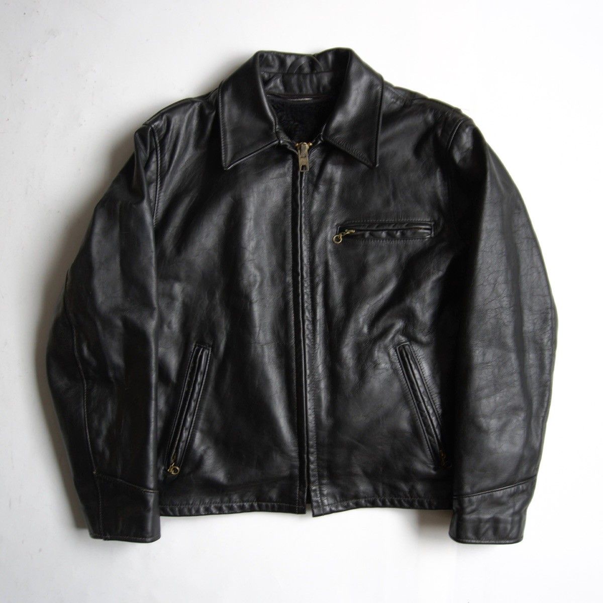 美品】SCHOTT【AT101/シングルライダースジャケット】40 襟 レザー