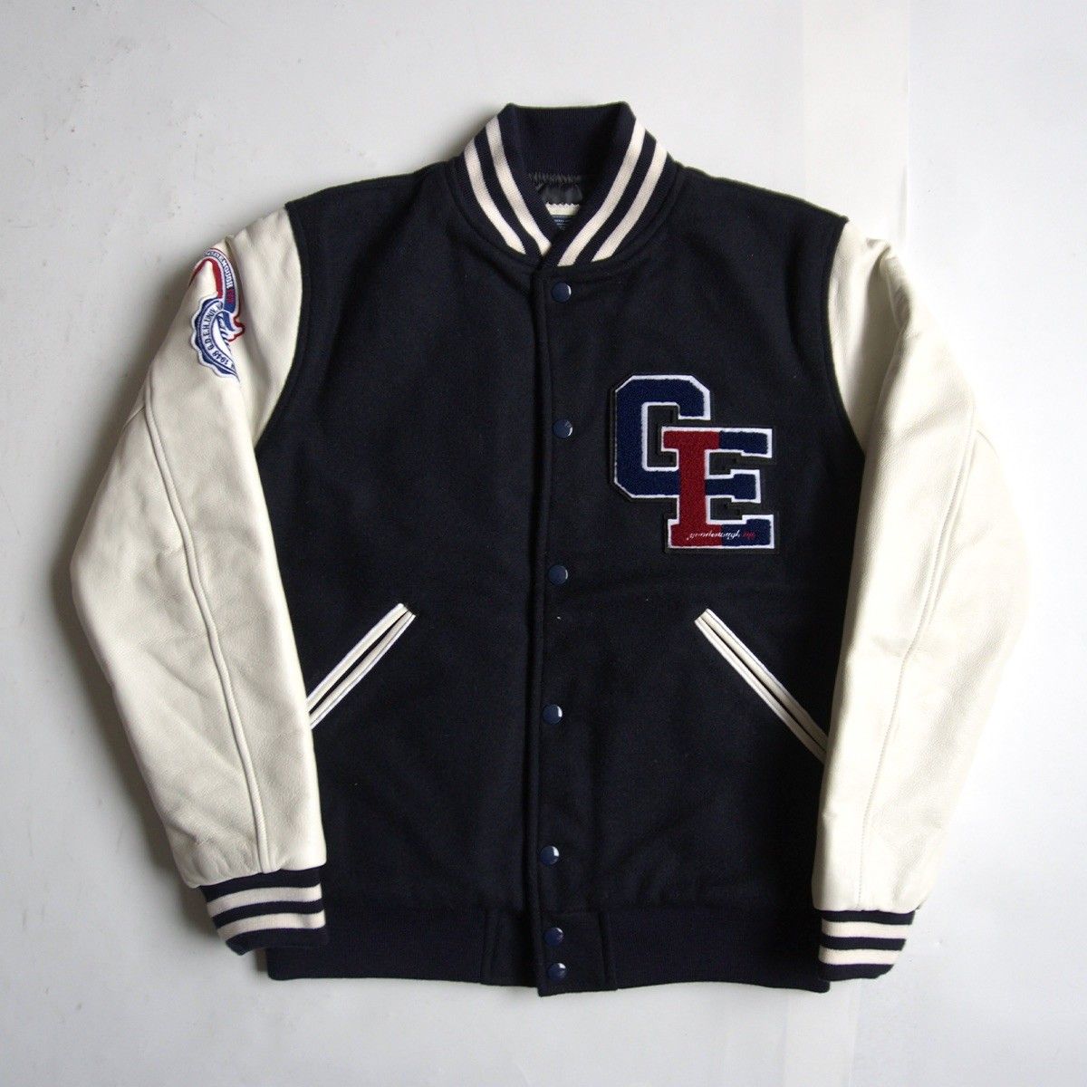 GOODENOUGH - 美品GOOD ENOUGH IVY袖 レザー 切替 胸ロゴ 【美品】GOOD 