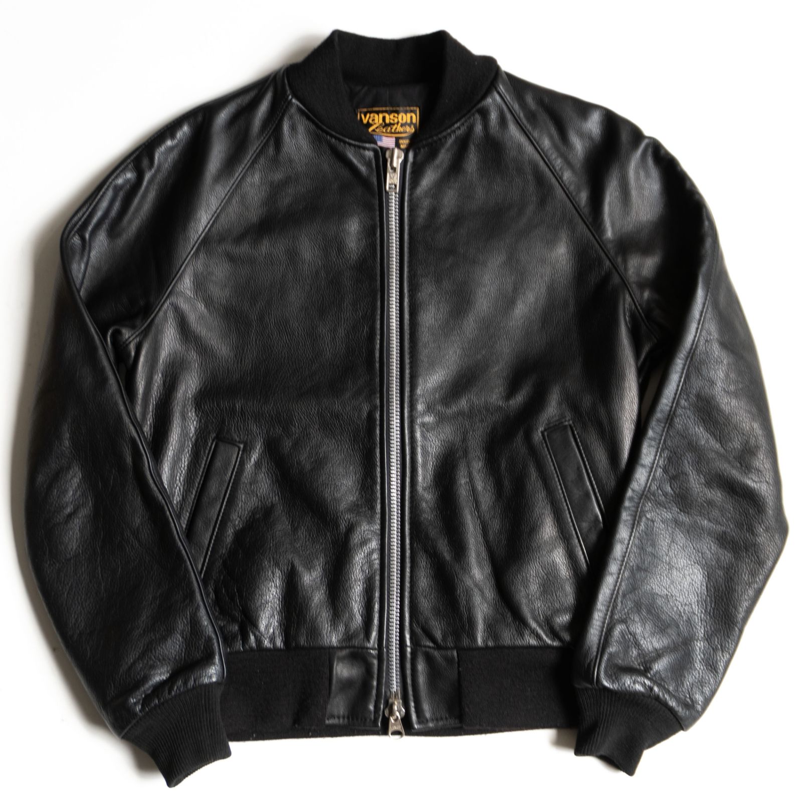 美品】 VANSON 【TJV オールレザー スタジャン】38 ブラック