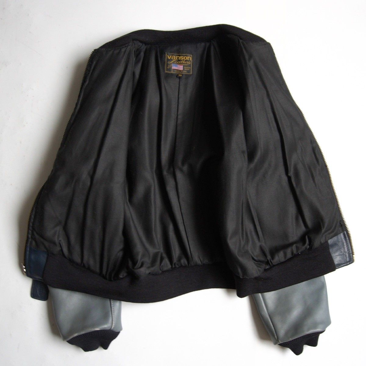 雰囲気抜群】 VANSON 【TJV オールレザー スタジャン】40 グレー 