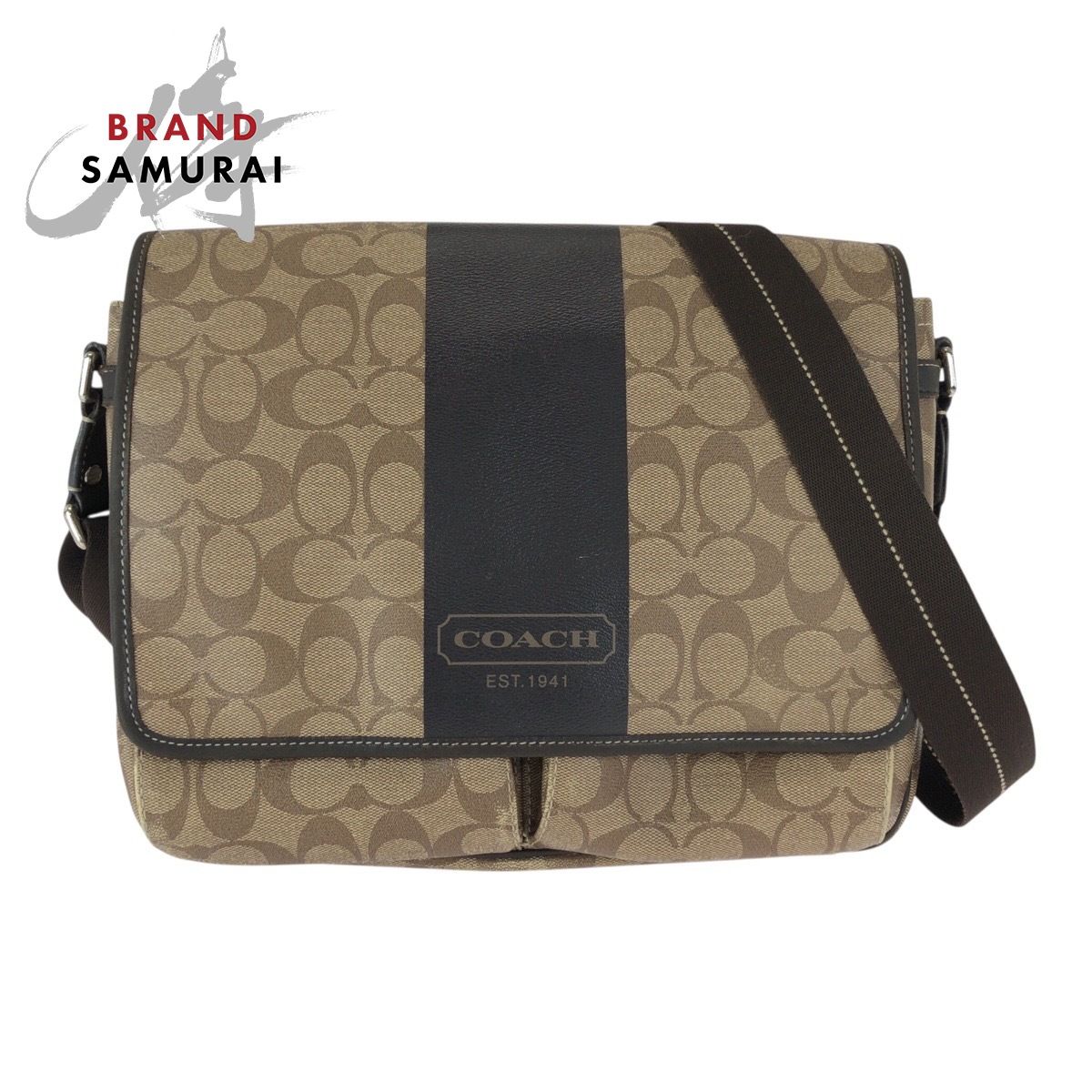 COACH コーチ シグネチャー ブラウン ベージュ PVC/レザー F70590