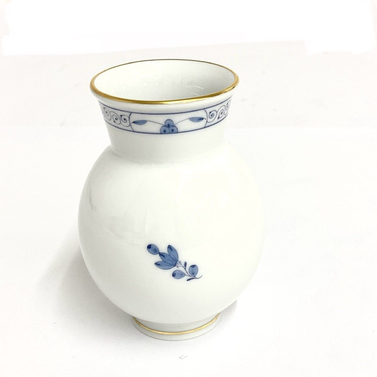Meissen マイセン フラワーベース/インドの華 高さ8.5 ホワイト/ブルー