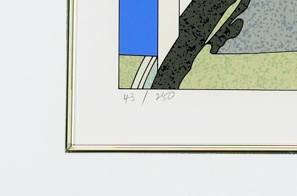 真作】【WISH】鈴木英人「コートダジュールの小高い丘」シルク