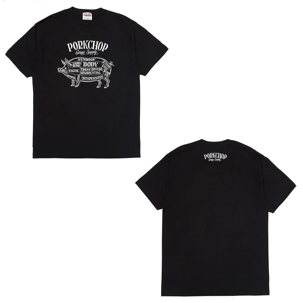 PORKCHOP/ポークチョップ】PORK FRONT TEE 25 - BLACK/ ショート