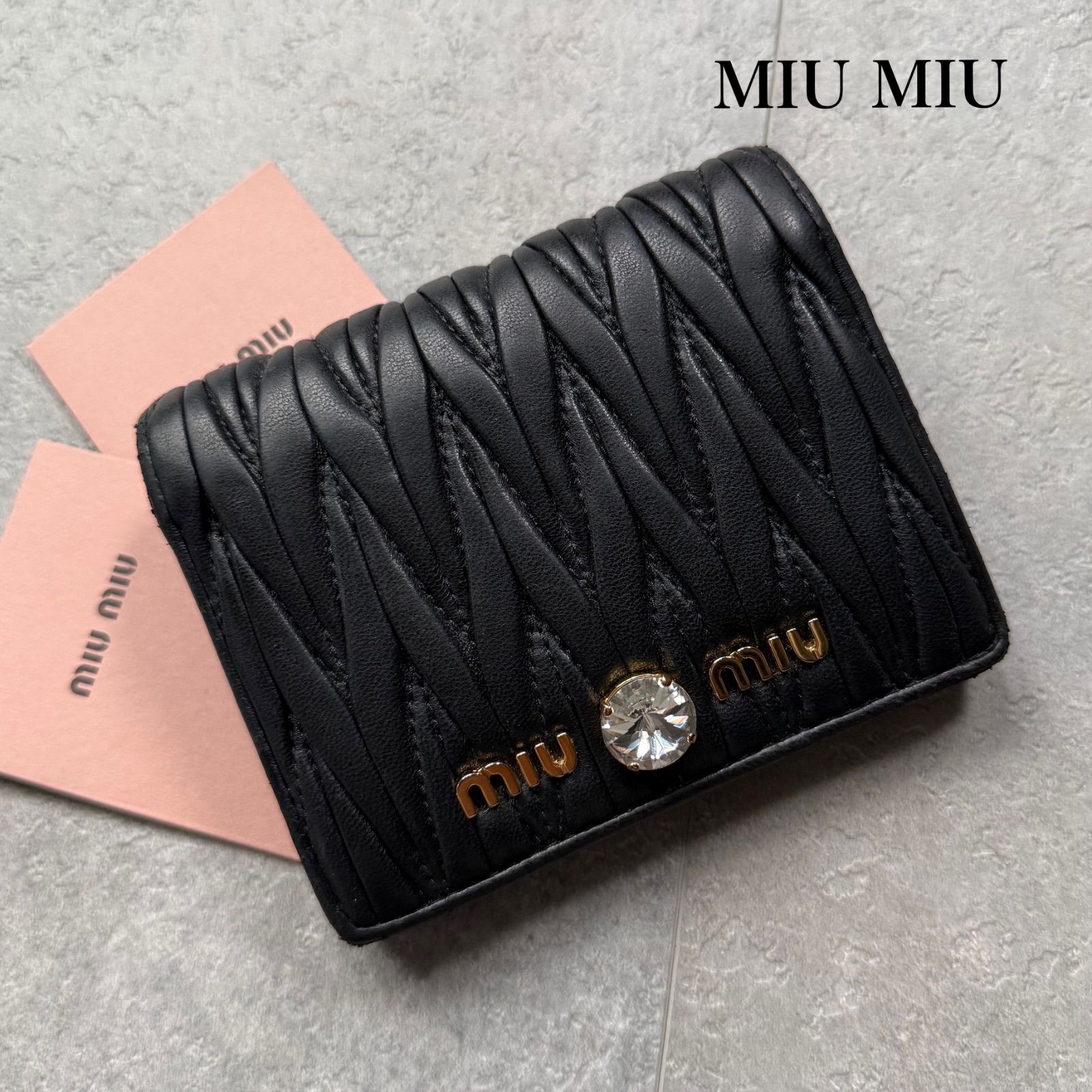 MIU MIU ミュウミュウ マテラッセ クリスタルビジュー 二つ折り財布