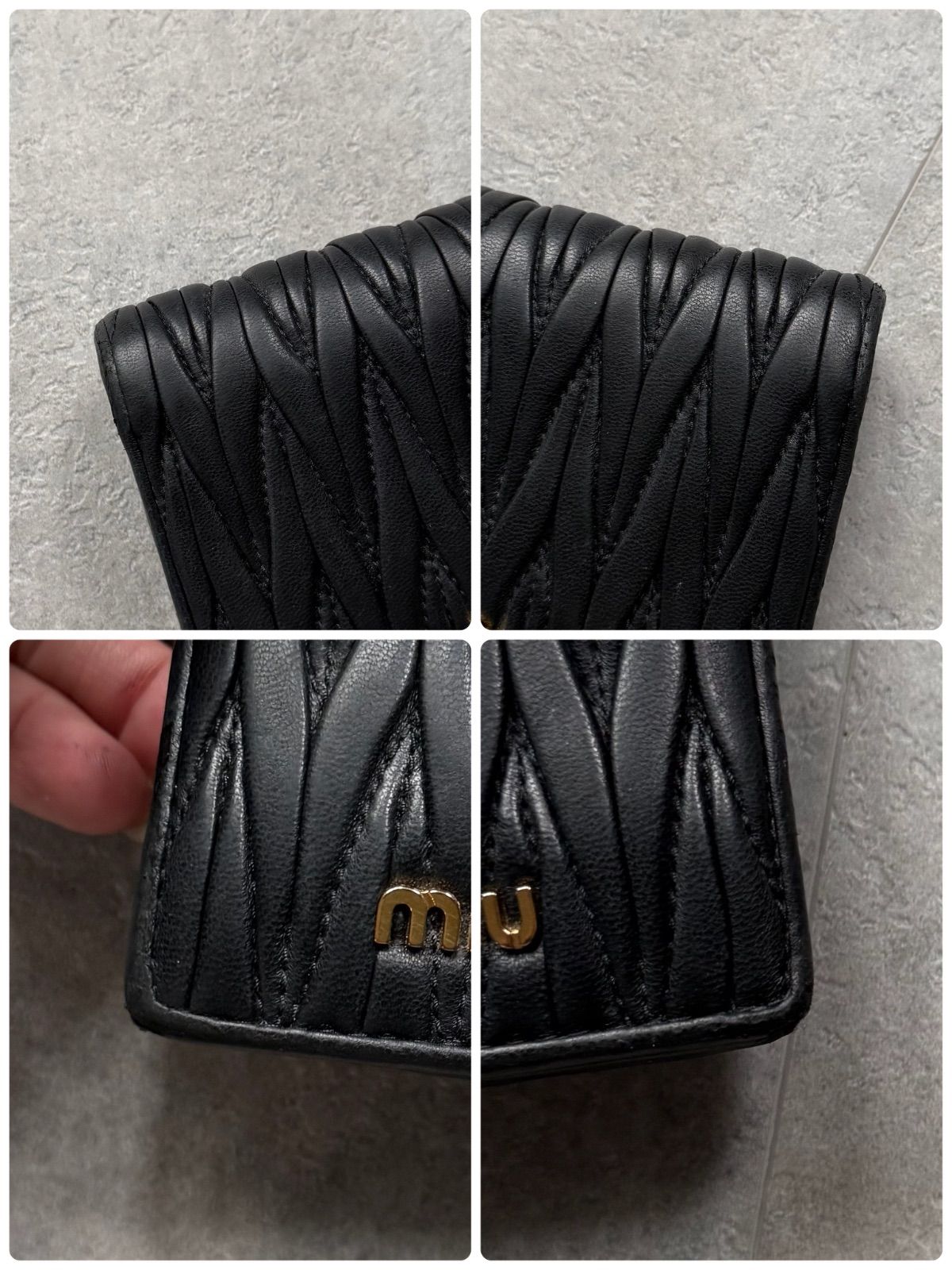 MIU MIU ミュウミュウ マテラッセ クリスタルビジュー 二つ折り財布