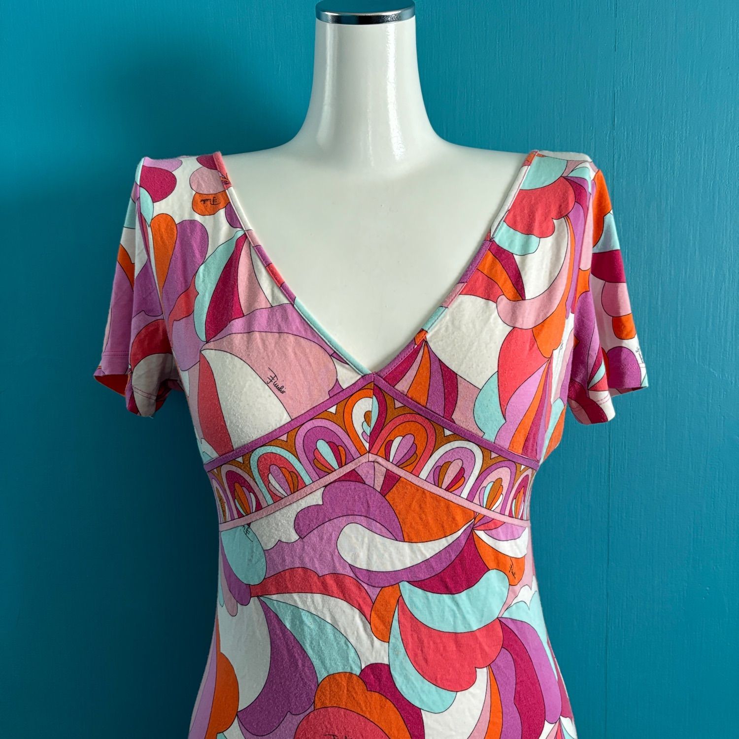 1492 EMILIO PUCCI エミリオプッチ Vネック 半袖 カットソー プッチ柄